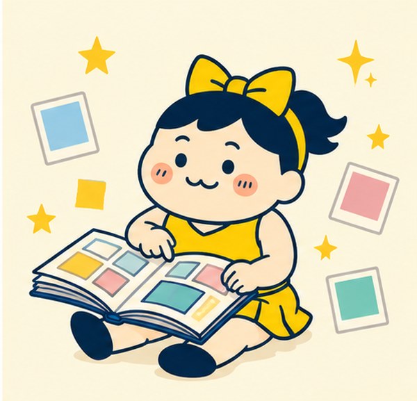 過去の大会記録をふり返るチアリーダーのイラスト